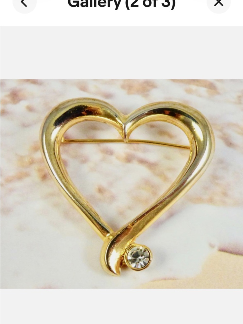 Vintage Signed AAI Open Heart with Offset Rhinestone Brooch/Pin
